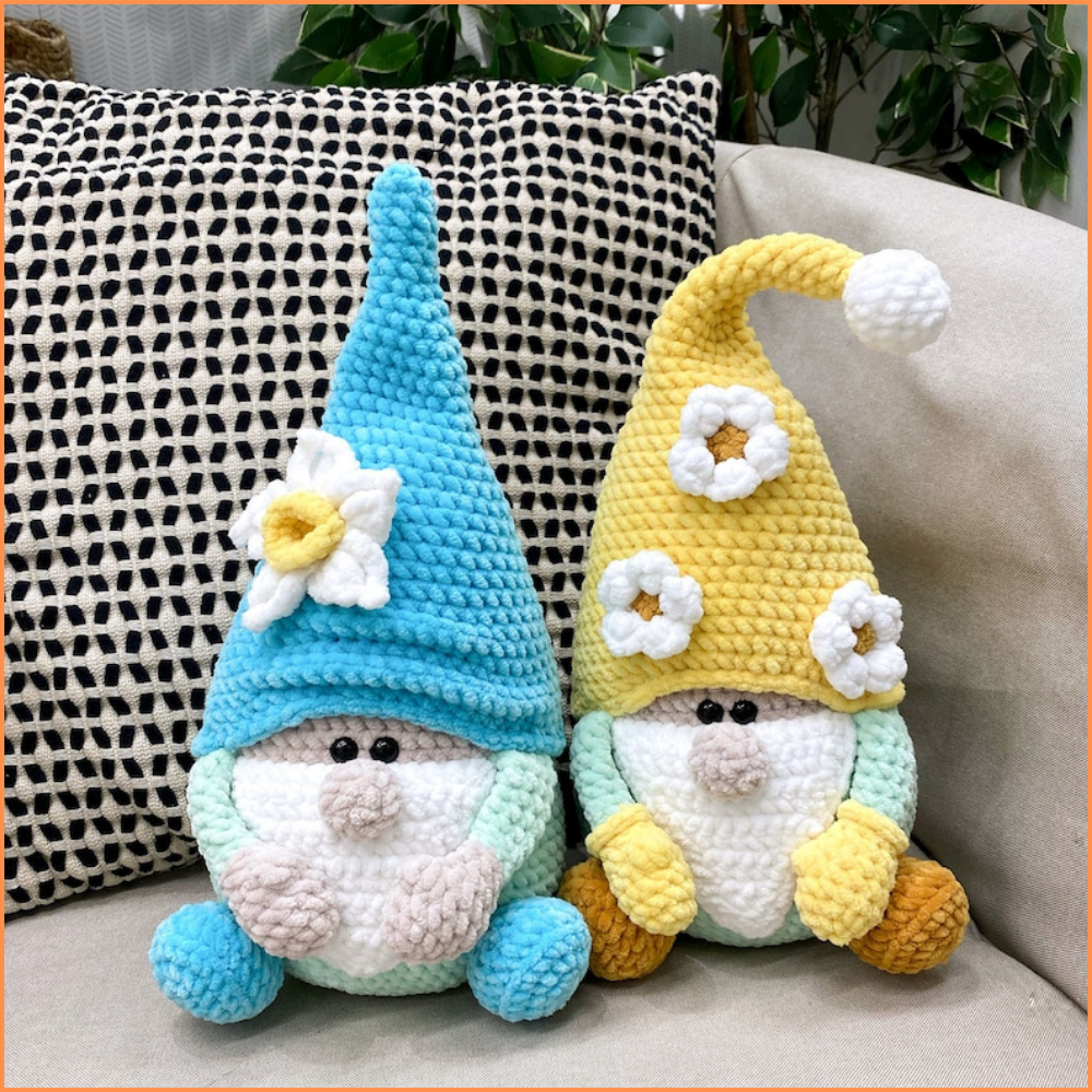 Crochet Gnome pattern set of 3, PDF crochet pattern, plush Gnomes